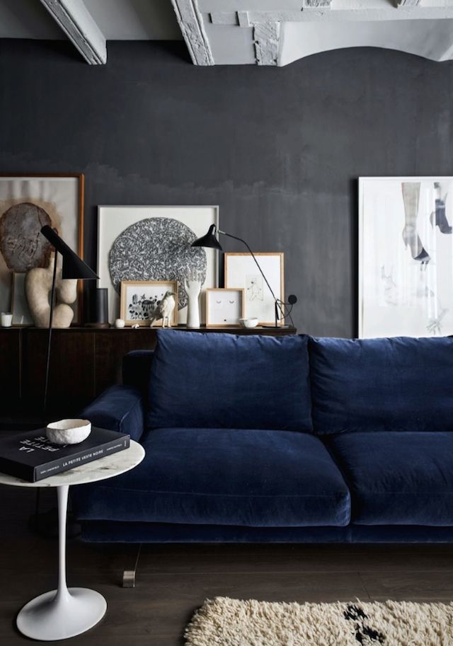 blue velvet sofa  - french by design