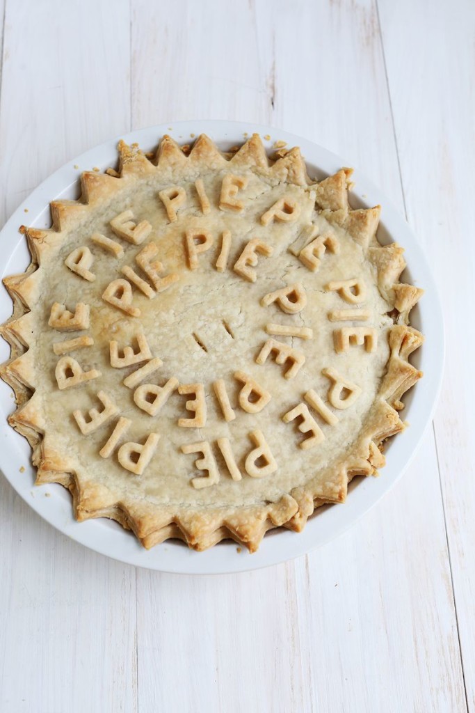 apple pie with letter cutouts