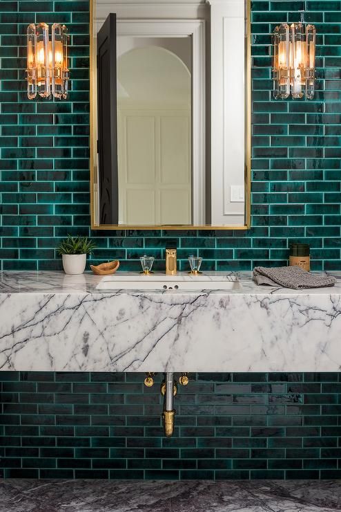 green bathroom tile- bathroom remodel ideas