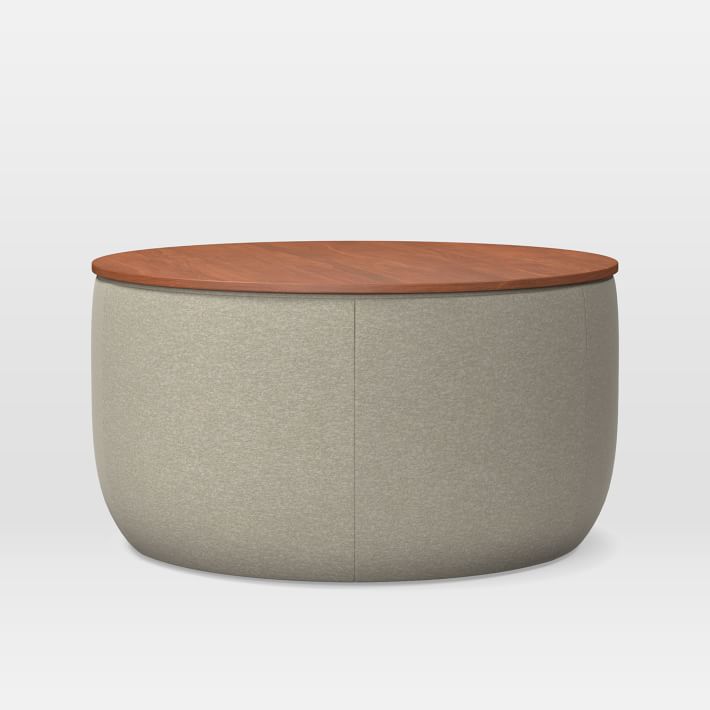 Round Upholstered Coffee Table With Storage, Round Coffee Table With Storage Stools